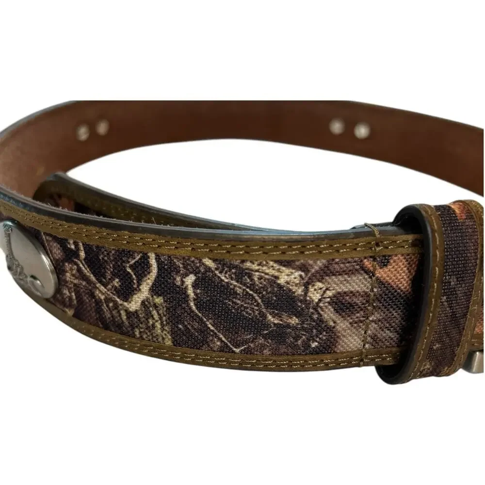 Zed Pro leather belt Mossy Oak camouflage SC Palmetto tree metal emblem